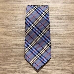 NEW Burberry Signature Check Silk Tie in Blue-Multi